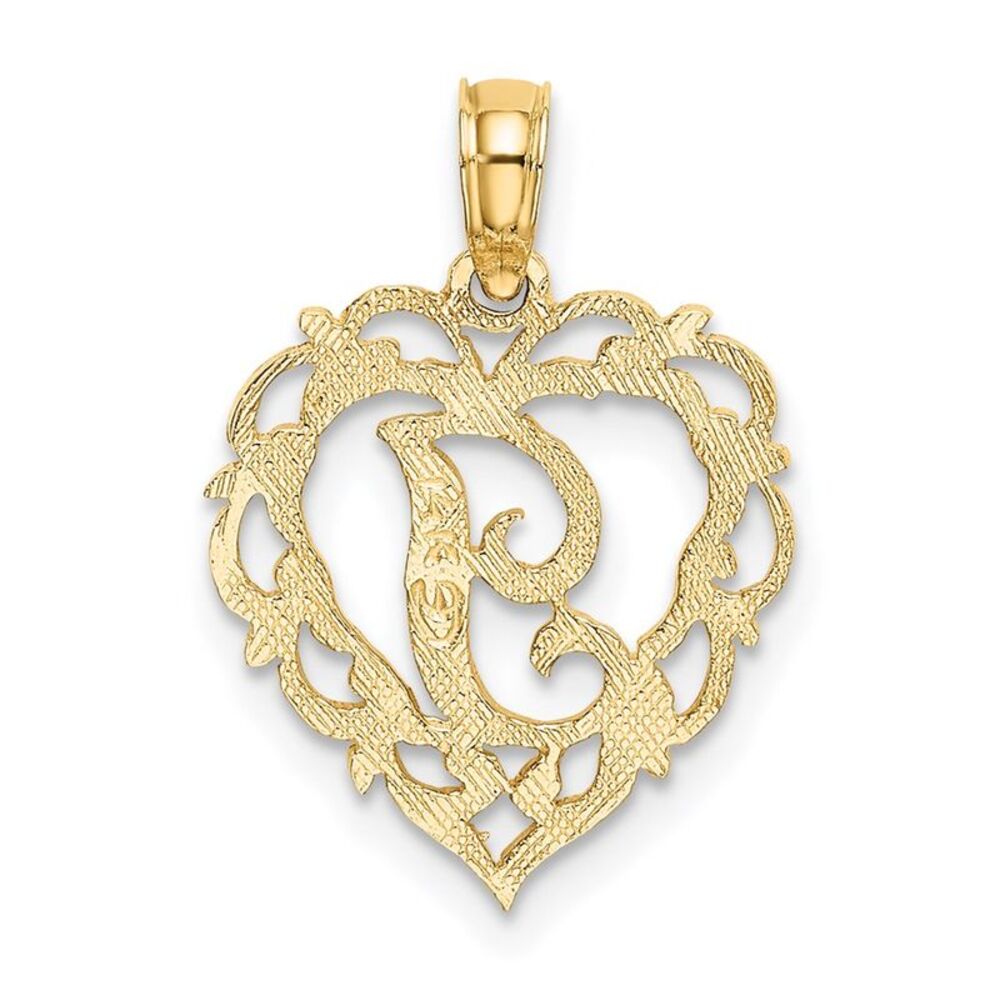 14k Yellow Gold Heart Script Letter I Initial Cha… - image 4